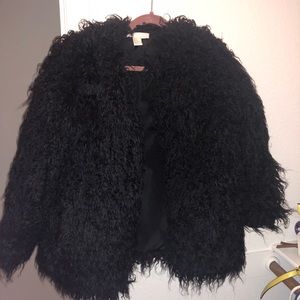 H&M black faux fur jacket coat